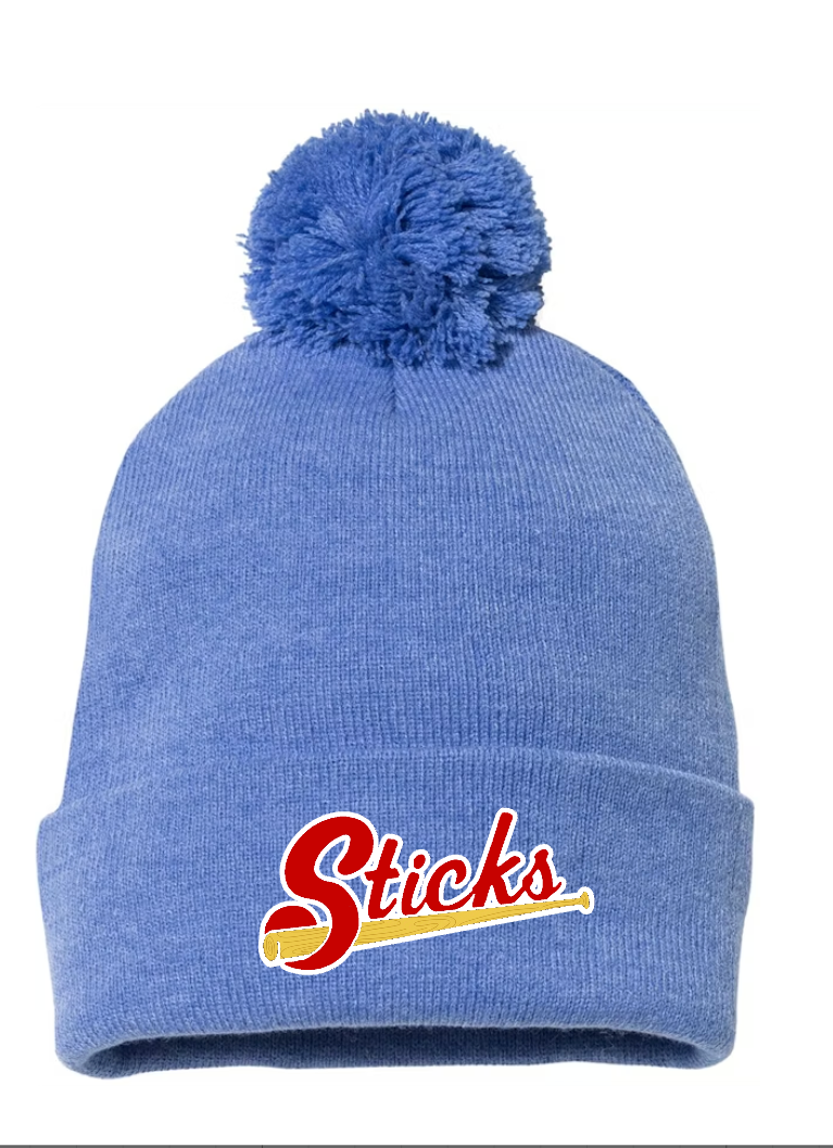 Beanie, Carolina Blue with pom-pom