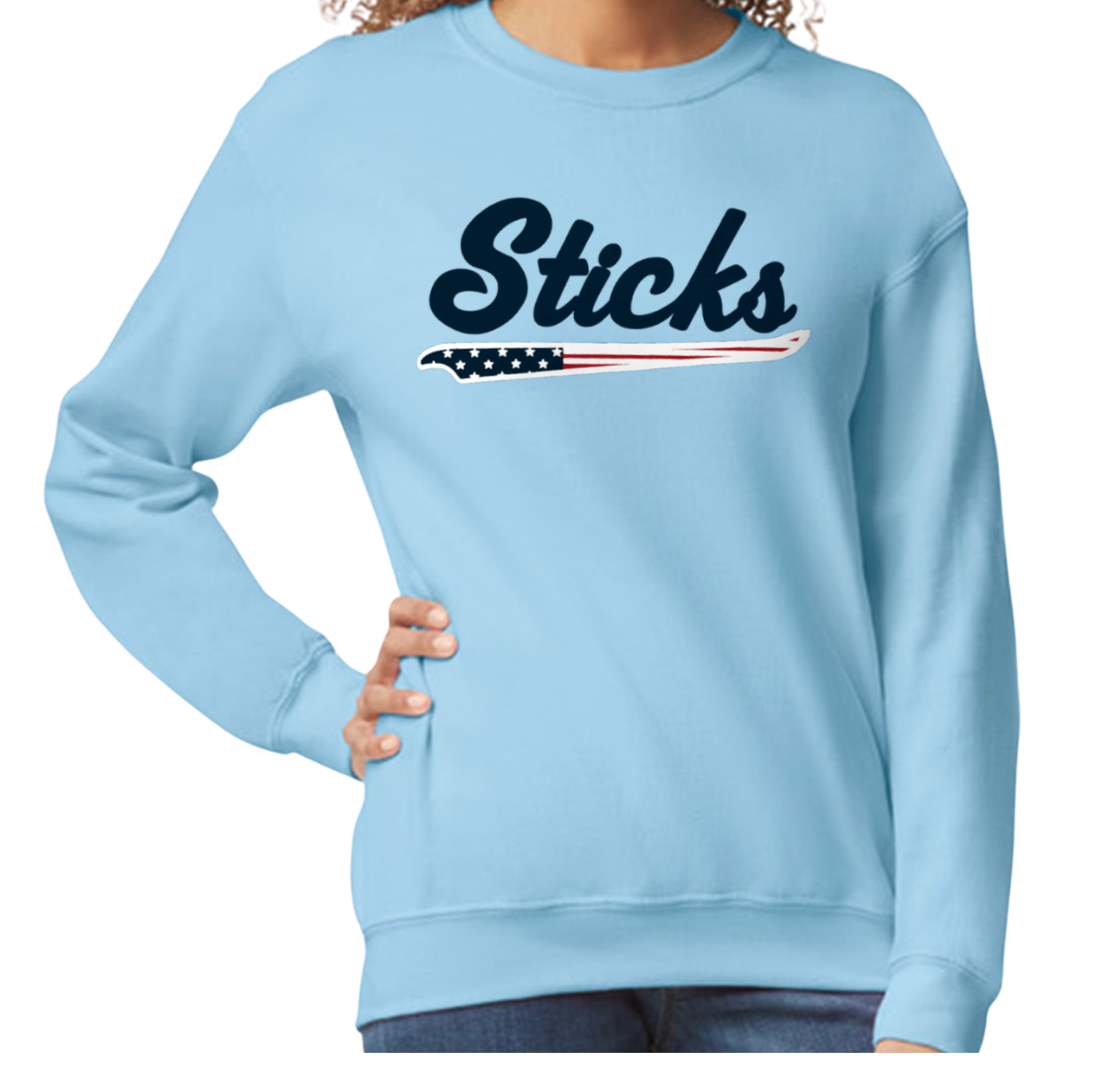 Cotton sweatshirt, Carolina blue Sticks