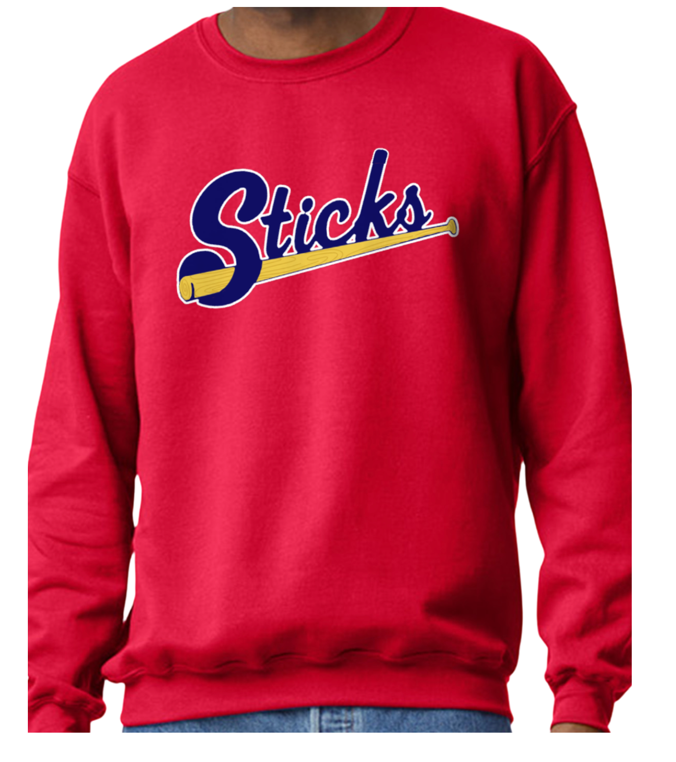 Cotton sweatshirt, Red Sticks blue with bat